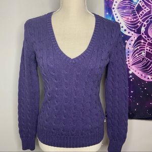 90’s VTG Tommy Hilfiger purple chunky V Neck sweater EUC 100% Cotton siz…